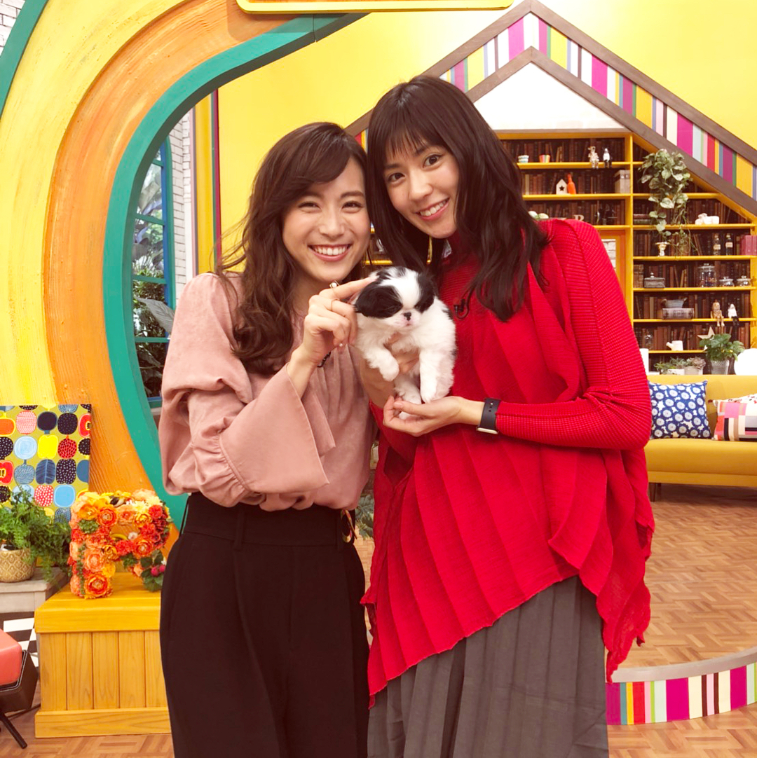 渡辺早織 王様のブランチ 可愛いワンちゃんに癒されました 衣装はこちらです トップ パンツ Me Issey Miyake スライドで愛する 笹川友里アナ 友里ちゃ Moe Zine