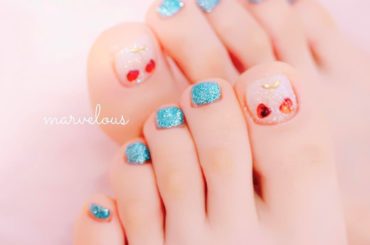 *
フットネイルは初めての赤×水色！
夏っぽくてほんとに可愛いの
#nails #footnail...