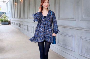 日中温かくてお散歩日和﻿
﻿
お気に入りの小花柄ブラウスチュニックは﻿
@montresorsaki 
新発売です﻿
いっしょに発売になったレザーショートパンツ...