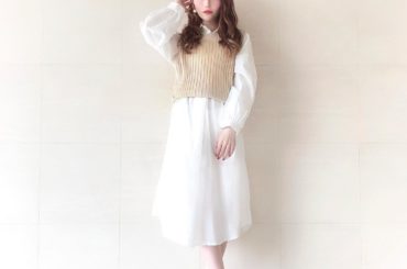 初めてのシャツワンピ♡﻿
﻿
﻿
シャツワンピース着てみたかったの！﻿
﻿
ベストと合わせて着たら、ちょっとだけ知的女子感﻿
﻿
﻿
shirt one-pie...