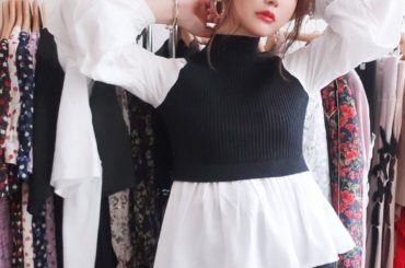 ひさびさ撮影日な #ゆいしふく﻿
お袖がかわいいドッキングニットは﻿
いちまいでレイヤード風﻿
﻿
モノトーンの日はピアスとリップに色をいれて﻿
顔まわりを明る...