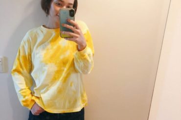 UNIQLOの白ロンTで﻿
タイダイ染めした﻿
キャンプに来ていきたい ﻿
﻿
#作り方今度ノセルネ﻿
#染め粉はAmazonで600円
#ポチッとしたよ...