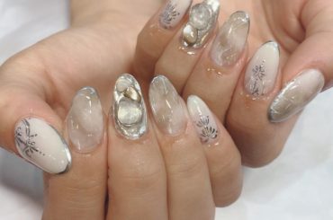 夏っぽく天然石と大理石アート...