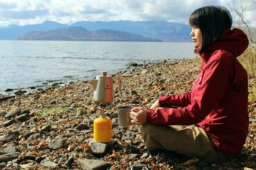 秋の屈斜路湖でヒメマス（姫鱒）釣り。