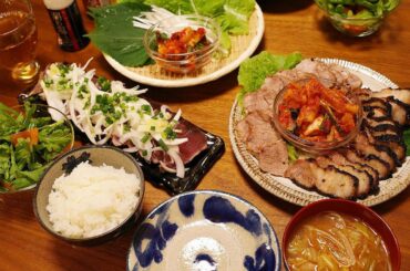 この前習ったポッサムを自分で作ったキムチと一緒に...
・
ポッサムのほかに肩ロースに塩麹、胡椒、にんにくで漬け込んで焼いたものも。
・
沈菜館のポッサムキムチ...