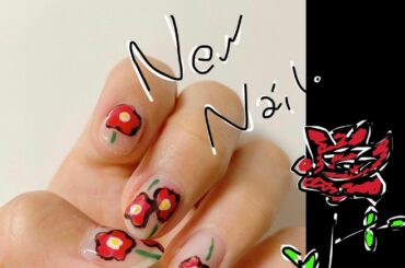 ㅤㅤㅤ
今のネイルー！
久しぶりにセルフジェルネイル
お花描くの楽しかったな〜...