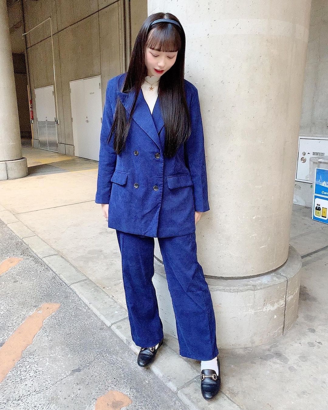 大盛真歩 青のセットアップ 可愛い ピンクと迷ったけどいつもピンクなので今回は珍しく青を選んでみたよ お話会でファンの方に青似合うねって褒め Moe Zine