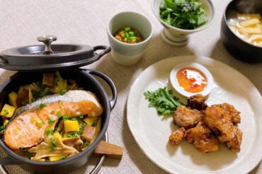 秋の気持ち

#早織飯
#きょうのごはん
#ご飯記録 

#糀鮭と安納芋の炊き込みご飯
#スイチリ唐揚げ
#油揚げのお味噌汁
#春菊サラダ
#納豆...