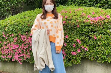 #私服コーデ #春ニット #花柄ニット...