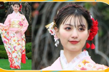 鶴嶋乃愛、晴れ着撮影会初参加に喜び爆発！　「永遠のテーマカラー」ピンクの着物姿披露