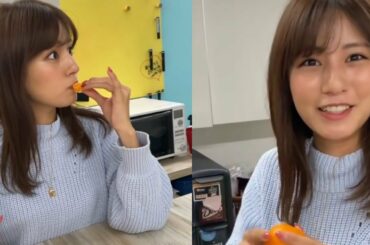 榎並アナの『ミカン芸』に驚く堤礼実アナ