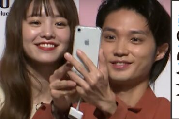 磯村勇斗＆横田真悠、相性抜群？100％診断に…　「instax“チェキ”新製品発表会」