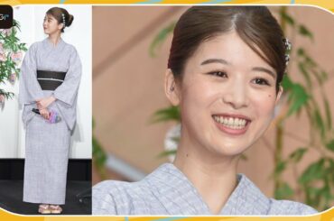 馬場ふみか、モノトーン浴衣で大人のムード　ヘアアクセでキュートさプラス