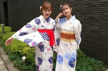 浴衣について話す新沼希空ちゃんと谷本安美ちゃん