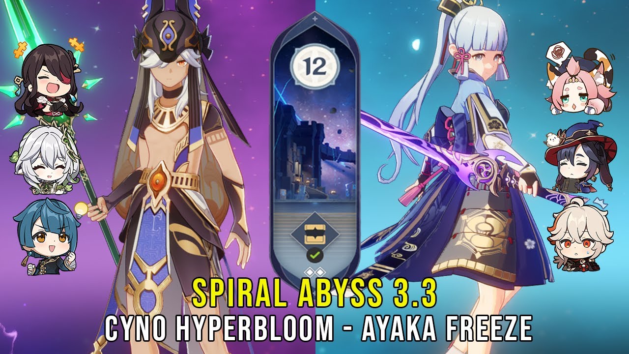 C1 Cyno Hyperbloom and C0 Ayaka Freeze – Genshin Impact Abyss 3.3 – Floor 12 9 Stars C1 Cyno Hyperbloom and C0 Ayaka Freeze - Genshin Impact Abyss 3.3 - Floor 12 9 Stars