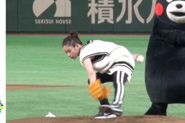 石原さとみ、始球式で“サブマリン投法”披露 『サントリー ドリームマッチ 2017』