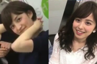 久慈暁子アナがインタビューでツッコまれるのを見守る宮司愛海アナ