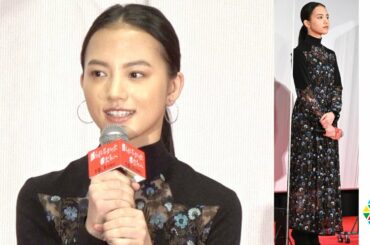 朝ドラ女優・清原果耶、透け感あるシックな衣装で魅了　佐藤健＆阿部寛らと共に登場　映画『護られなかった者たちへ』完成披露試写会