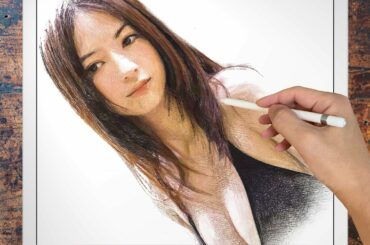 Procreate Drawing “Rina Aizawa” illustration on iPad Pro／逢沢りな／プロクリエイトでイラストメイキング／デッサン／水着グラビア