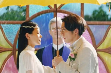 高橋一生＆奈緒、結婚式で誓いのキス　傘で照れ隠しする姿がキュート！　「ディアボーテ HIMAWARI」新CM「雨の日も、晴れの日も」編