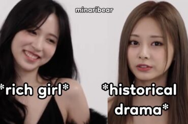 twice debuting as actresses (mina as the rich daughter in a horror movie)