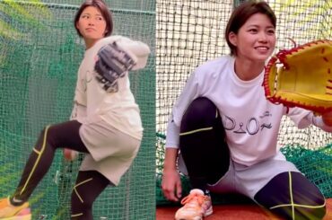 【絶対見て】可愛くて野球上手すぎる二刀流女子！西武ライオンズ・レディース小林夕衣が豪速球とビタドメ連発！ムコウズ全員が惚れました。