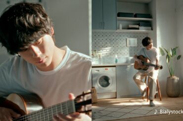 坂口健太郎、爽やかなギター姿披露　小松菜奈と「ハロー」と呼び掛ける　「ソフラン Airis（エアリス）」新CM