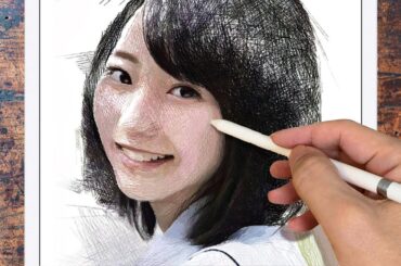 Drawing Rena Takeda : 武田玲奈 | Using Procreate of iPad Pro | Only with lines | プロクリエイトイラスト | ArtyCoaty