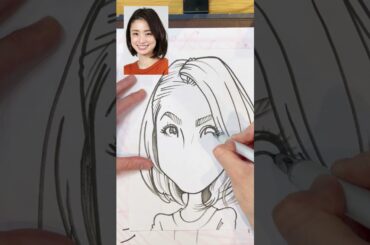 【一発描き】上戸彩さんの似顔絵描いてみた！！ #イラスト #上戸彩 #shorts