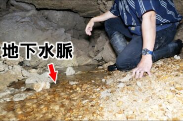 洞窟を流れる地下水脈にもエビがいる