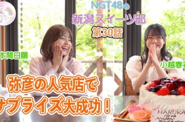 『NGT48の新潟スイーツ部』第30話は前回に続き弥彦村ロケ。大鳥居からほど近い人気洋菓子店を訪れた本間日陽部長と小越春花部員は、タルトとプリンをオーダーし席で待っているとサプライズな展開が⁉