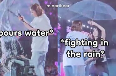 momo and jeongyeon *fight* in the rain during their japan concert