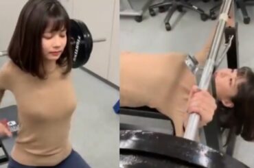 鈴木唯アナがベンチプレスに挑戦！