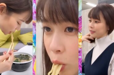 鈴木唯アナがラーメンをすするだけなのに可愛い