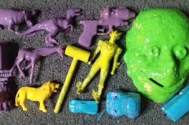 Membersihkan mainan topeng hantu momo kereta cepat palu thor ultraman jerapah mobil tayo buldoser