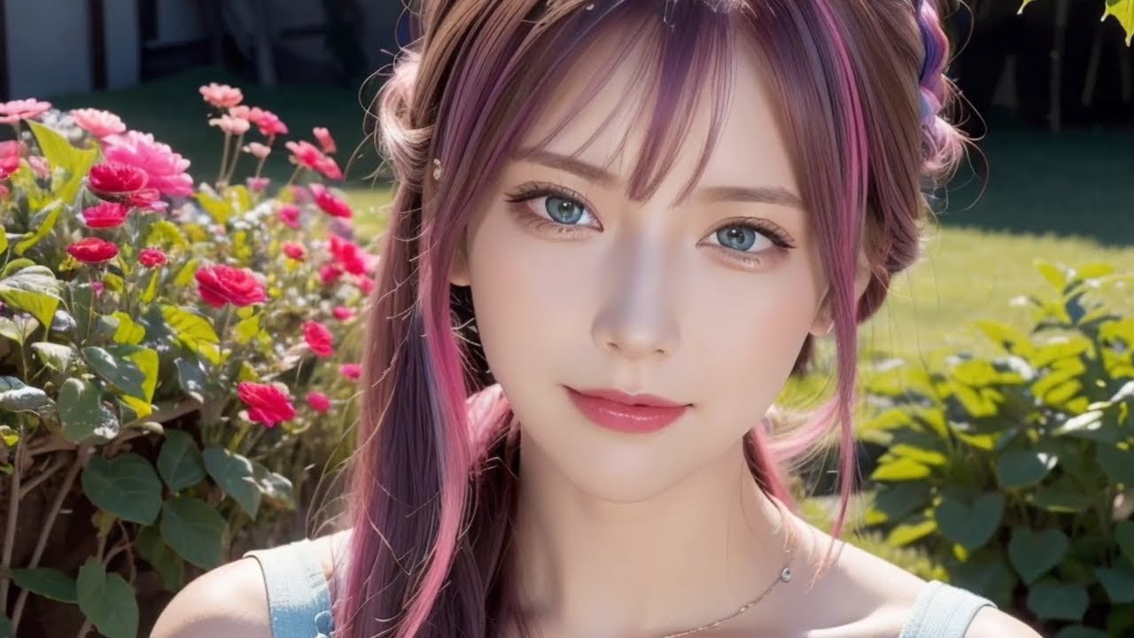 AI美女 – №59「虹色の髪の美少女」 AI美女 - №59「虹色の髪の美少女」