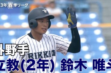 【注目選手／2023秋季リーグ戦】立教／外野手 鈴木唯斗（２年）