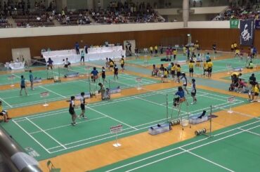 2015年IH バドミントン 女子 ダブルス 2回戦 樋口・泉（八代白百合 熊本）vs 醍醐・田代（作新学院 栃木）