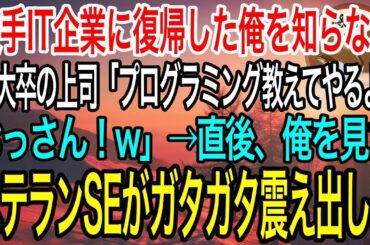 【感動】大手IT企業に復帰した俺を知らない東大首席のエリート上司「私がプログラミング教えてあげますよw」俺「勉強になります」→直後、俺を見たベテランプログラマー達がガタガタ震え始め…【泣