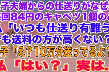 【スカッと総集編】息子夫婦からの仕送りかなぜか毎回84円のキャベツ1個のみ。私「いつも仕送り有難う。でも送料の方が高くない？」→息子「え？毎月10万円分送ってるよ？」私「はい？」実は