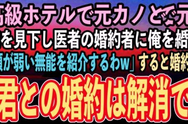 【感動する話】医学部受験を辞退した理由を知らずに俺を振った元カノと高級ホテルで再会。医者の婚約者に俺を紹介する元カノ「頭が弱い無能を紹介するわw」→直後、婚約者「は解消で」【スカッと朗読】