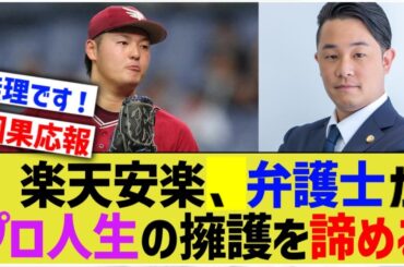 楽天安楽、弁護士がプロ野球人生の擁護を諦める【なんJ プロ野球反応】