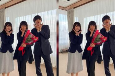 新着- 福本莉子、佐野勇斗&余貴美子とお花ポーズ！「トリリオンゲーム」美の3ショットが微笑ましい