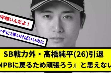 【頑張れない】SB戦力外・高橋純平(26)引退「未練も後悔もあるが『NPBに戻るため頑張ろう』と思えない」【反応集】【プロ野球反応集】【2chスレ】【5chスレ】
