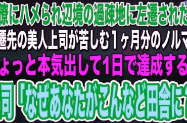 【感動する話】同僚にハメられ辺境の過疎地の支店に左遷された俺。左遷先で美人上司の１ヶ月分の仕事をたった1日で終わらせ1億円の契約を獲得すると「なぜあなたがこんなど田舎に？」→実は…朗読泣ける話いい話