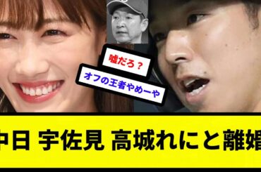 【結婚生活 逝く】中日宇佐見、高城れにと離婚【反応集】【プロ野球反応集】【2chスレ】【5chスレ】