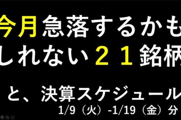 2024年１月に急落するかもしれない２１銘柄　～あす上がる株。最新の日本株での株式投資のお話です。～