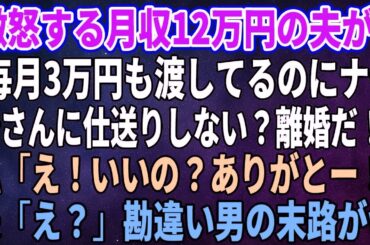 【スカッとする話】激怒する月収12万円の夫が「毎月3万円も渡してるのにナゼ母さんに仕送りしない？離婚だ！」私「え！いいの？ありがとー！」夫「え？」勘違い男の末路がｗ【修羅場】