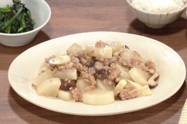 【3分クッキング公式】大根と椎茸のひき肉みそ炒め