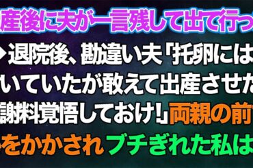 【スカッとする話】出産後に夫が一言残して出て行った→退院後、勘違い夫「托卵には気付いていたが敢えて出産させた！慰謝料覚悟しておけ！」両親の前で恥をかかされブチぎれた私は...【修羅場】